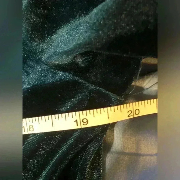 Deep Teal Long Sleeve Ruched Embellished Velvet Gown size small XL Medium large - Picture 11 of 15